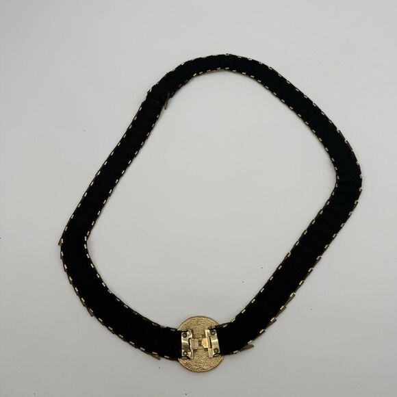 Vintage Unbranded 90s Elastic Gold Tone Belt Costume Metal - Picture 6 of 11